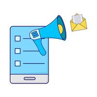 task list in moble phone, megaphone with email marketing vector