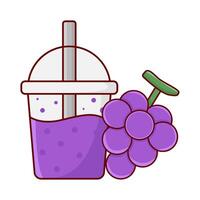 cup grape juice with grape fruit illustration vector