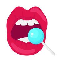 lollipop in mouth women illustration vector