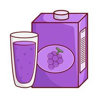 box grape juice with glass grape juice illustration vector