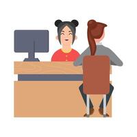 front desk in table work serve customers illustration vector