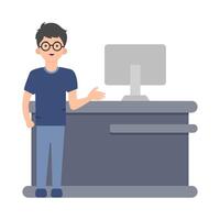 front desk in table work serve customers illustration vector