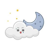 Luna nube con brillar ilustración vector