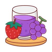 glass grape juice , grape with strawberry illustration vector