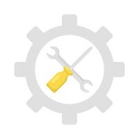 wrench tools with screwdriver in  setting illustration vector