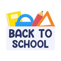 back to school text with stationary illustration vector