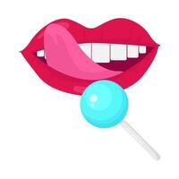 lollipop in mouth women illustration vector