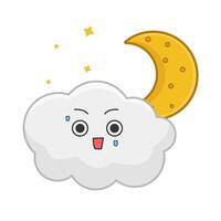 cloud moon with sparkle illustration vector