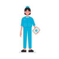 nurse bring a  medicine document illustration vector