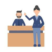 front desk man with front desk women in table work illustration vector
