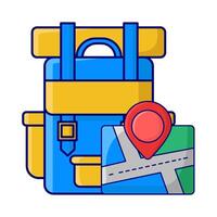 backpack school with maps illustration vector