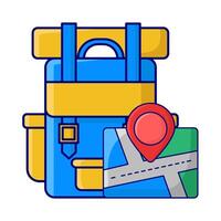 backpack school with maps illustration vector