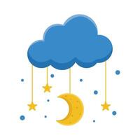 moon with star in cloud illustration vector