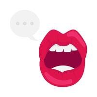 lips pink women with speech bubble illustration vector