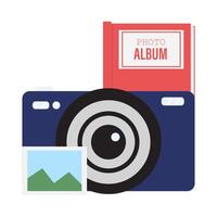 camera photo, picture with album book picture illustration vector