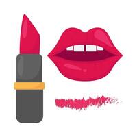 labios, lápiz labial con ensayador lápiz labial ilustración vector