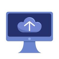 upload in cloud with in computer illustration vector