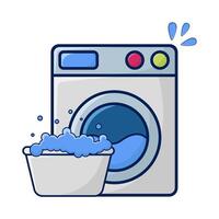 washing machine with water in bassin illustration vector