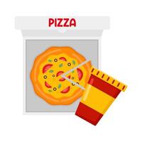 Illustration of pizza and soda vector