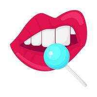lollipop in mouth women illustration vector