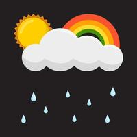 rain, sun with rainbow illustration vector