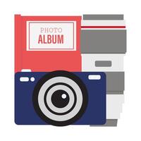 camera photo, lens camera photo with album photo book illustration vector