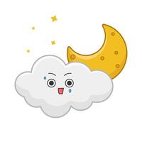 Luna nube con brillar ilustración vector