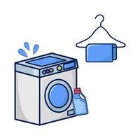 washing machine, bottle detergent with washing machine illustration vector