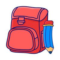 backpack with pencil illustartion vector