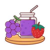 grape juice,grape with strawberry illustration vector