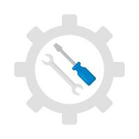 wrench tools with screwdriver in  setting illustration vector