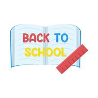 back to school text in book  with ruler illustration vector