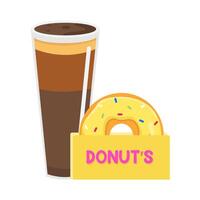 cup drink with donuts illustration vector