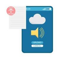 upload sound in mobile phone with upload file illustration vector