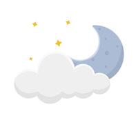 Luna nube con brillar ilustración vector