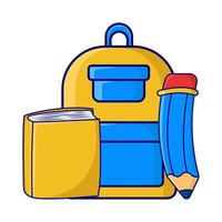 backpack school,book with pencil illustration vector