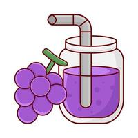 glass grape juice with grape fruit illustration vector