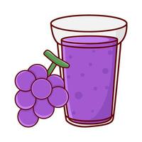 glass grape juice with grape fruit illustration vector