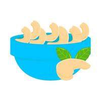 cashew nut in bowl illustration vector