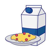 box milk with cereal illustration vector