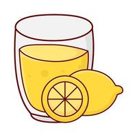 glass lemon juice with lemon fruit illustration vector