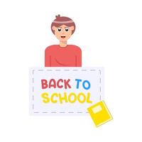 back to school text  in paper, book with student illustration vector