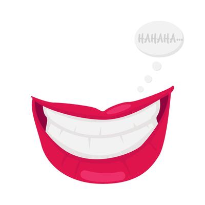 lips with laugh saying in speech bubble illustration