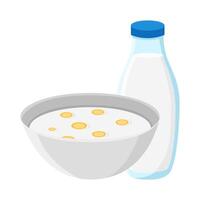 cereal  in bowl with milk illustration vector