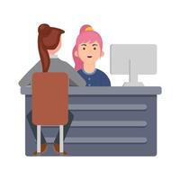 front desk in table work serve customers illustration vector