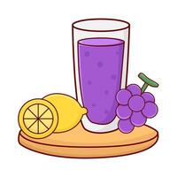 glass grape juice,grape fruit with lemon illustration vector