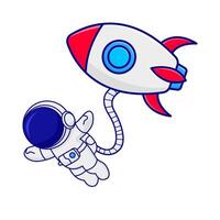 rocket with astronaut illustration vector