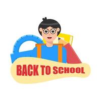 back to school text , student with stationary illustration vector