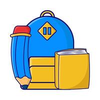 backpack, pencil with book illustration vector