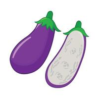 eggplant with eggplant slice illustration vector